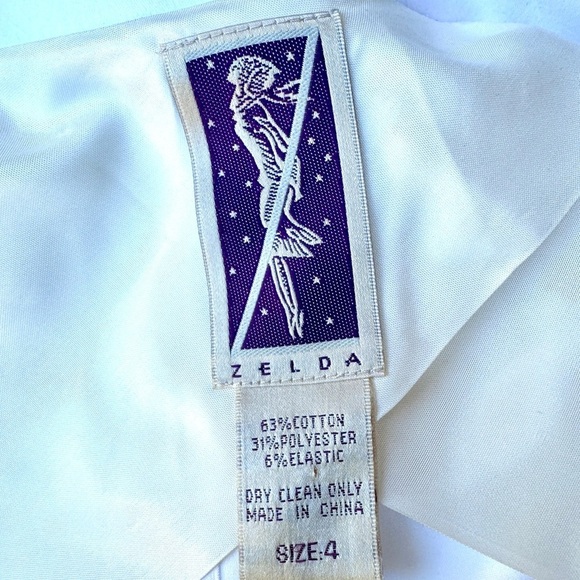 Zelda 90s Vintage White Blazer Zipper Snaps Motorcycle Biker Chic Edgy, Sz 4 - Picture 8 of 9